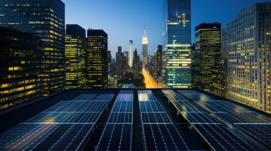Solar panels rooftop city 2